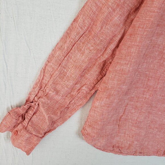 Garnet Hill 100% Linen Button-up Shirt Long Sleeve size 16 Boho Resort Lagenlook - Picture 10 of 12